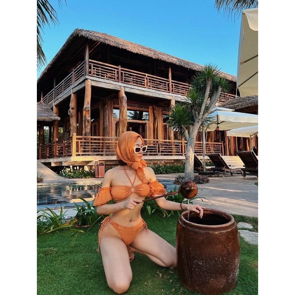 Bikini Đồ Bơi Đi Biển Nữ Set Xốp Ba Chi Tiết Kèm khăn Quấn Đủ Màu