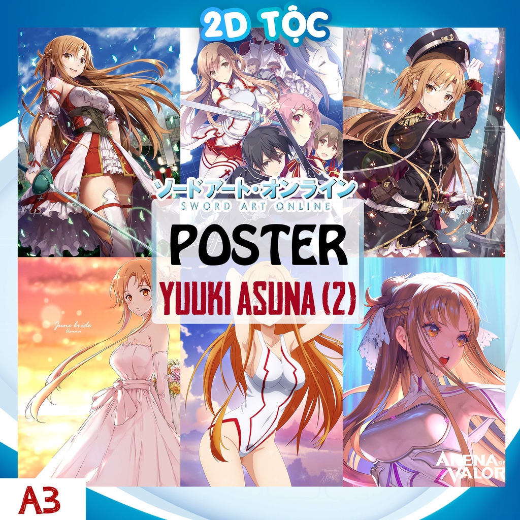 Tranh poster A3 Yuuki Asuna  Anime Manga Sword Art Online chất liệu giấy cao cấp - 2D Tộc Shop