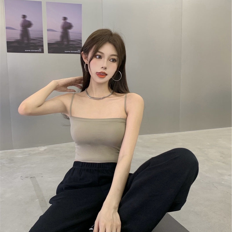 Áo hai dây có mút đệm ngực màu trơn cho nữ