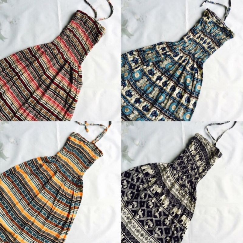 [Mã FAMAYWA2 giảm 10K đơn 50K] Đầm maxi thổ cẩm kiểu yếm xinh