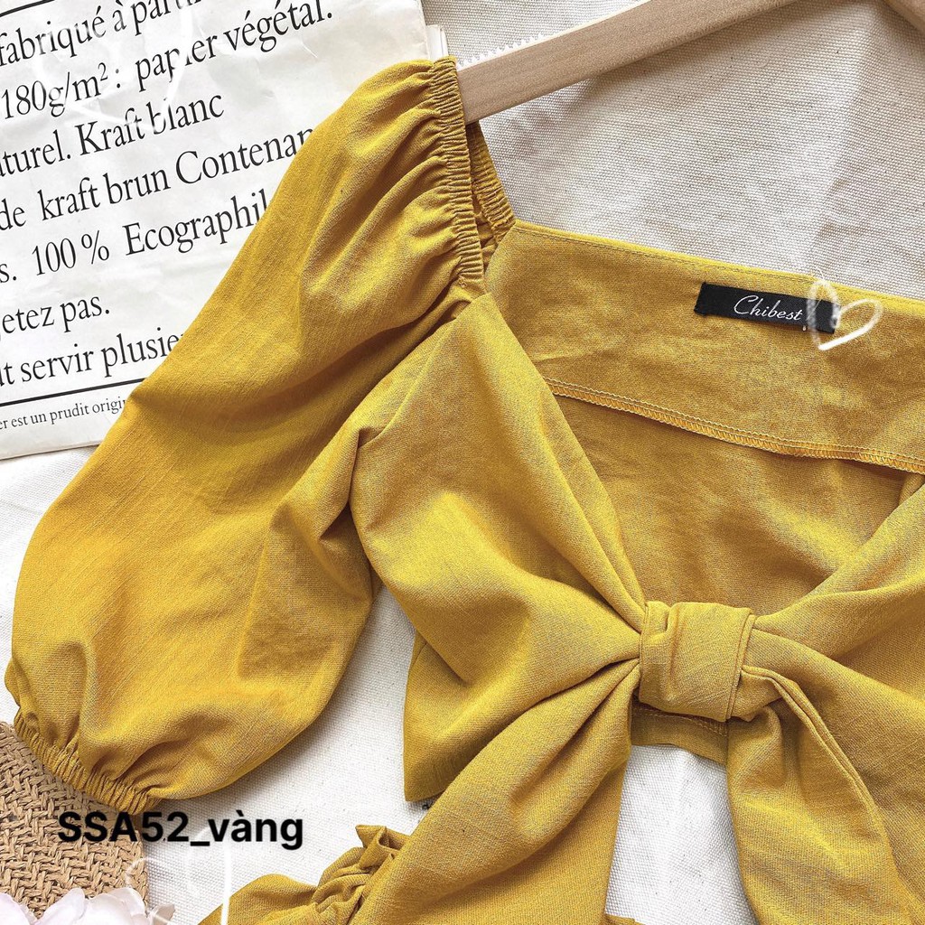 (MẪU MỚI-FREESHIP) SET QUẦN SHORT ÁO CROPTOP THẮT NƠ NGỰC ❤️CHIBEST_SSA52