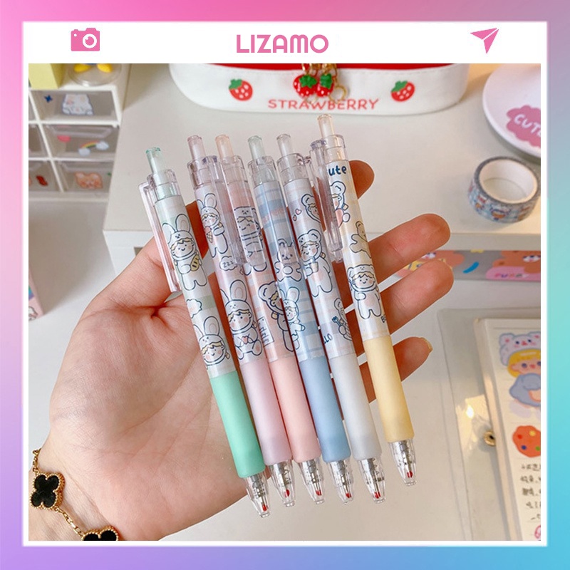 Bút bấm mực gel vỏ in hình khủng long em bé cute dễ thương 0.5mm LIZAMO BB41