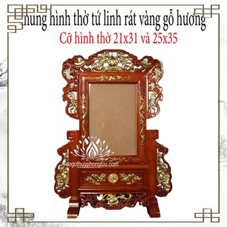 khung ảnh thờ tứ linh vàng gỗ hương kênh bong đẹp 2 cỡ ảnh thờ