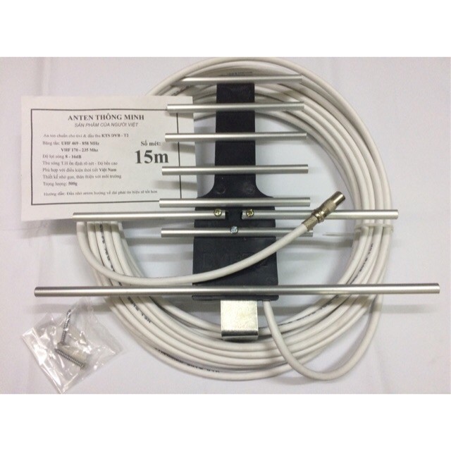 Anten thông minh thu sóng DVB T2 + 15m dây cáp + Jack nối (nhiều màu) mới, hàng đẹp Smarttnt.vn