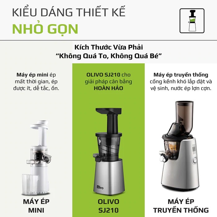 Máy Ép Chậm Olivo SJ210 Dễ Dàng Vệ Sinh An Toàn Cho Sức Khỏe - Hàng Chính Hãng Bảo Hành 24 Tháng