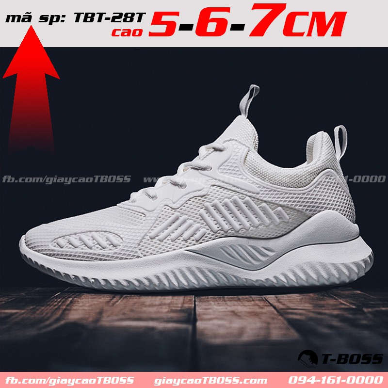 - giày Thể Thao nam tăng chiều cao 5cm - 6cm - 7cm T-BOSS - Mã sản phẩm TBT-28T - Màu trắng