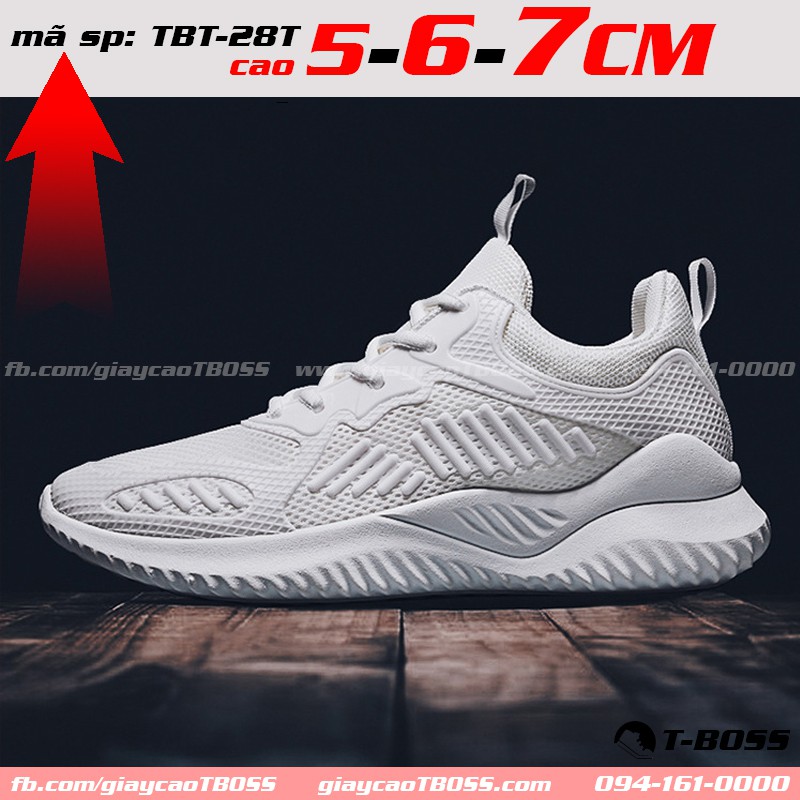 [SP CHẤT LƯỢNG] - giày Thể Thao nam tăng chiều cao 5cm - 6cm - 7cm T-BOSS - Mã sản phẩm TBT-28T - Màu trắng