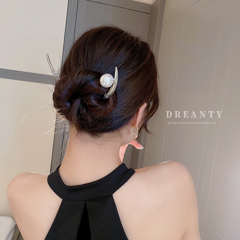 Kẹp Tóc Kim Loại Đính Ngọc Trai Phong Cách Trung Hoa Mới