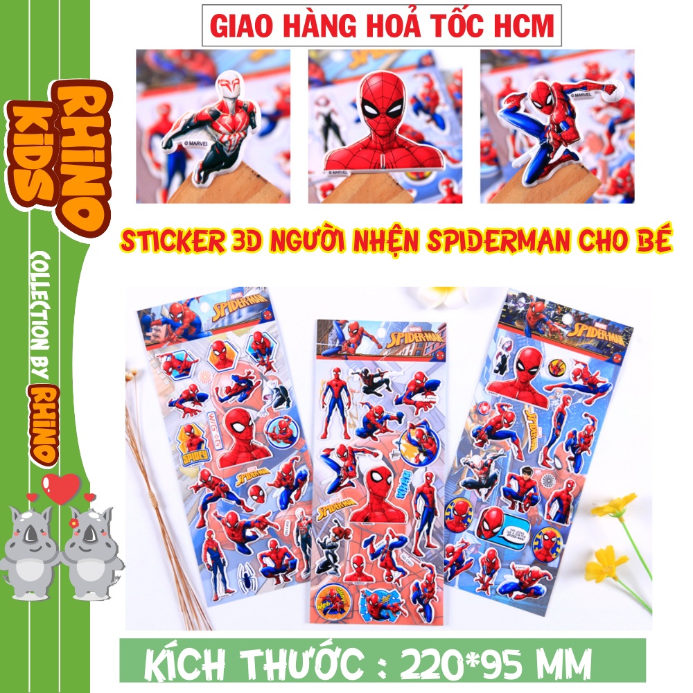 Sticker 3D chống thấm NGƯỜI NHỆN SPIDERMAN SIÊU ANH HÙNG dán cho bé đồ chơi dán giải trí