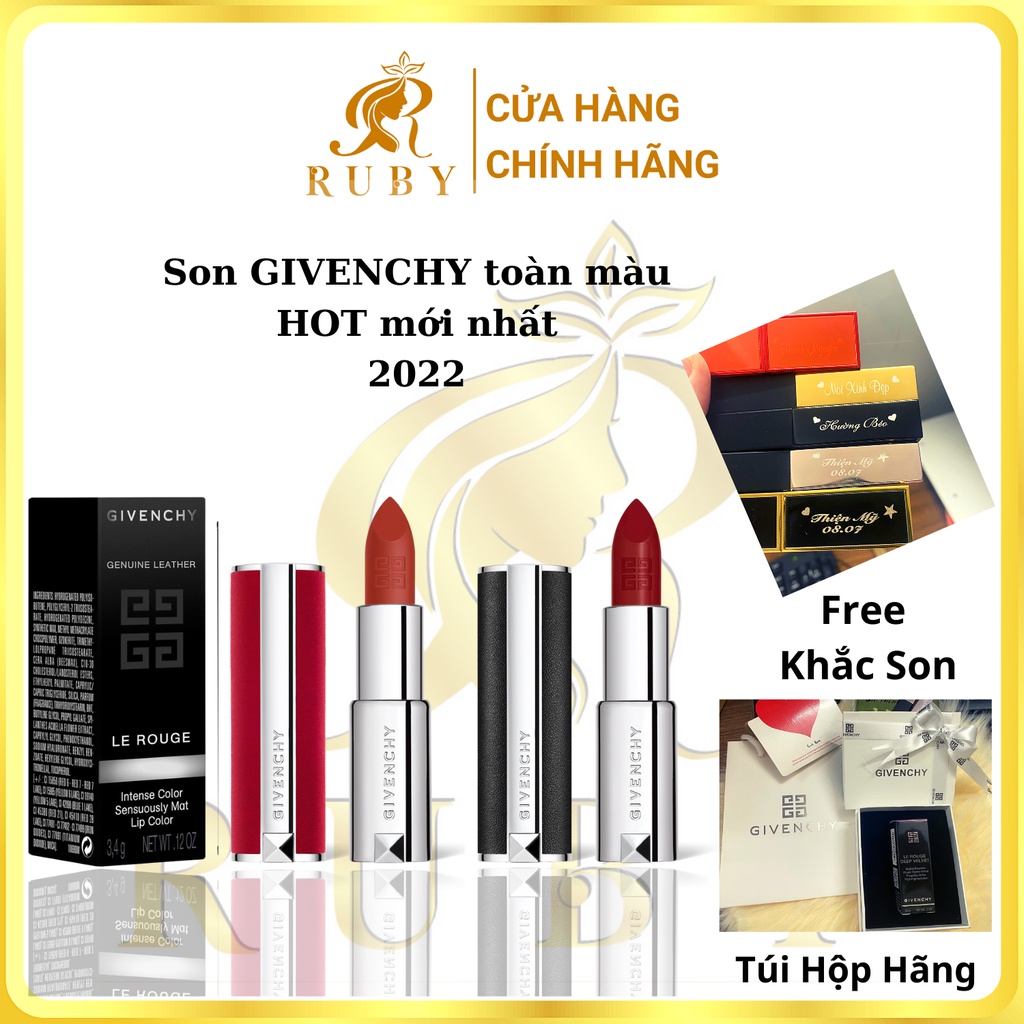 Son Givenchy Le Rouge Velvet Nhung đỏ Limited siêu Đẹp, chuẩn auth, tiệm son Ruby