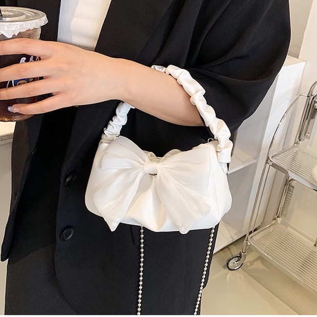 Túi xách nữ thời trang xách tay đeo chéo đính nơ quai nhún hàng Quảng Châu cao cấp Bagami