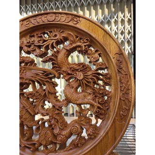 Đĩa tứ linh gỗ gụ hàng đẹp