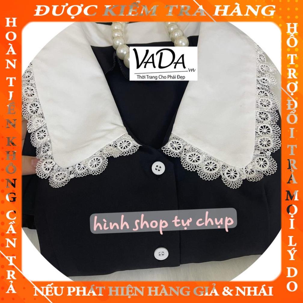 Đầm xòe nhẹ phối cổ ren hoa nổi bèo lai siêu dễ thương - Thời Trang VADA (Đ63) qphat