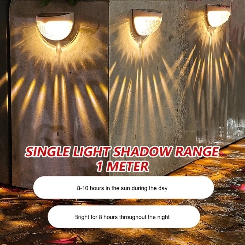 Đèn Led 6 Bóng Hình Bán Nguyệt Sử Dụng Năng Lượng Mặt Trời Chống Thấm Nước Dùng Trang Trí Hàng Rào/ Hàng Rào Sân Vườn