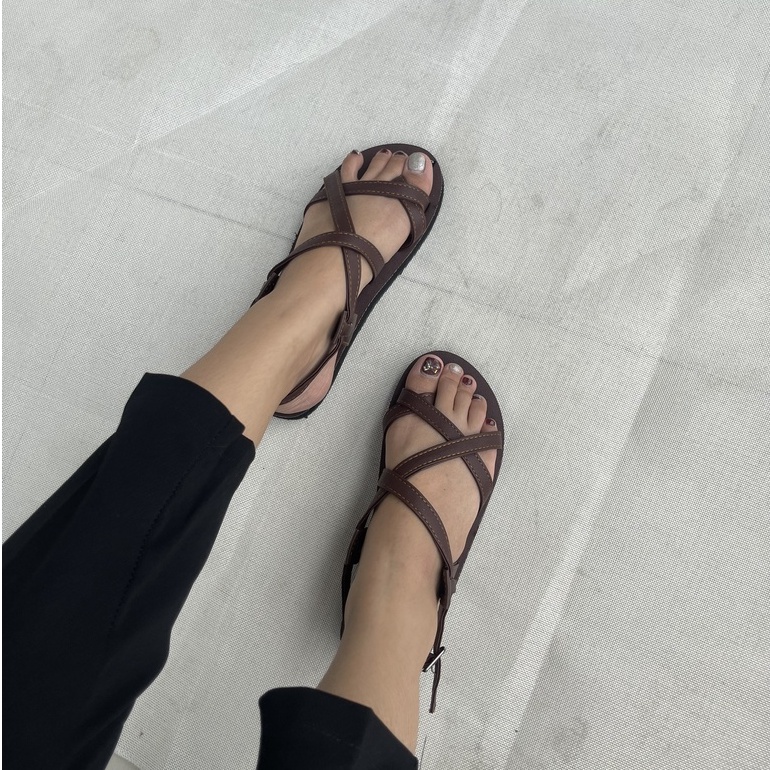 Xăng đan đế bằng nam nữ A101 nâu size 34 đến 44