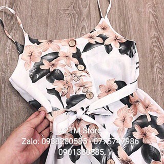 ĐẦM MAXI SUÔNG 2 DÂY HOA CÚC