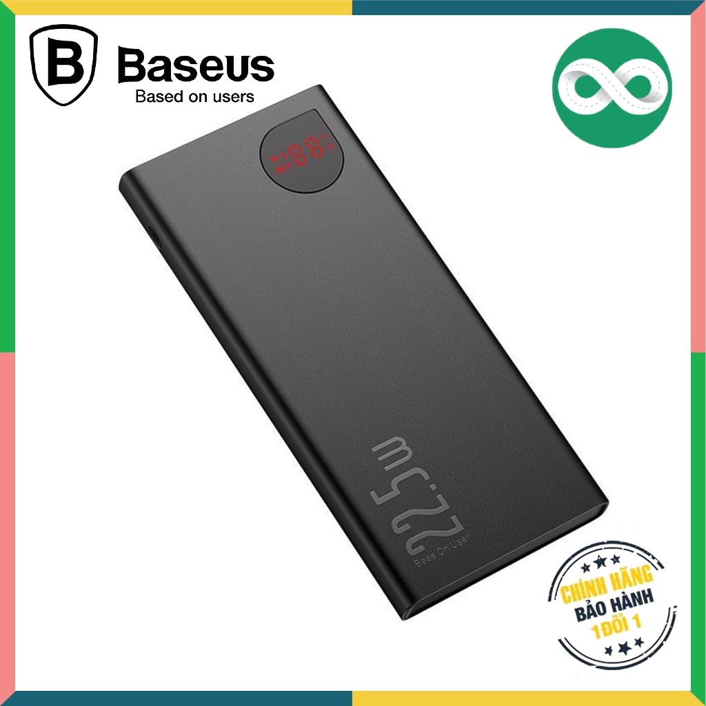 Pin dự phòng Baseus 10000mAh/20000mAh - Hỗ trợ sạc nhanh -Vỏ Thép Nguyên Khối - Có đèn LED - Chính Hãng