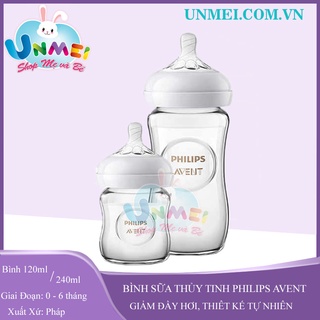 Bình sữa thuỷ tinh cao cấp philips avent với núm ti silicone loại scf671/13 - 120ml, scf673/17 - 240ml