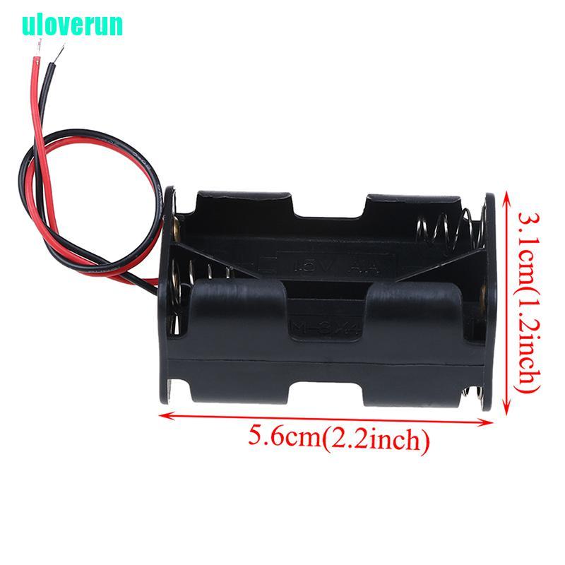 Uloverun Set 2 Khay Đựng Pin Bằng Nhựa Màu Đen Có Dây Cho 4 x AA
