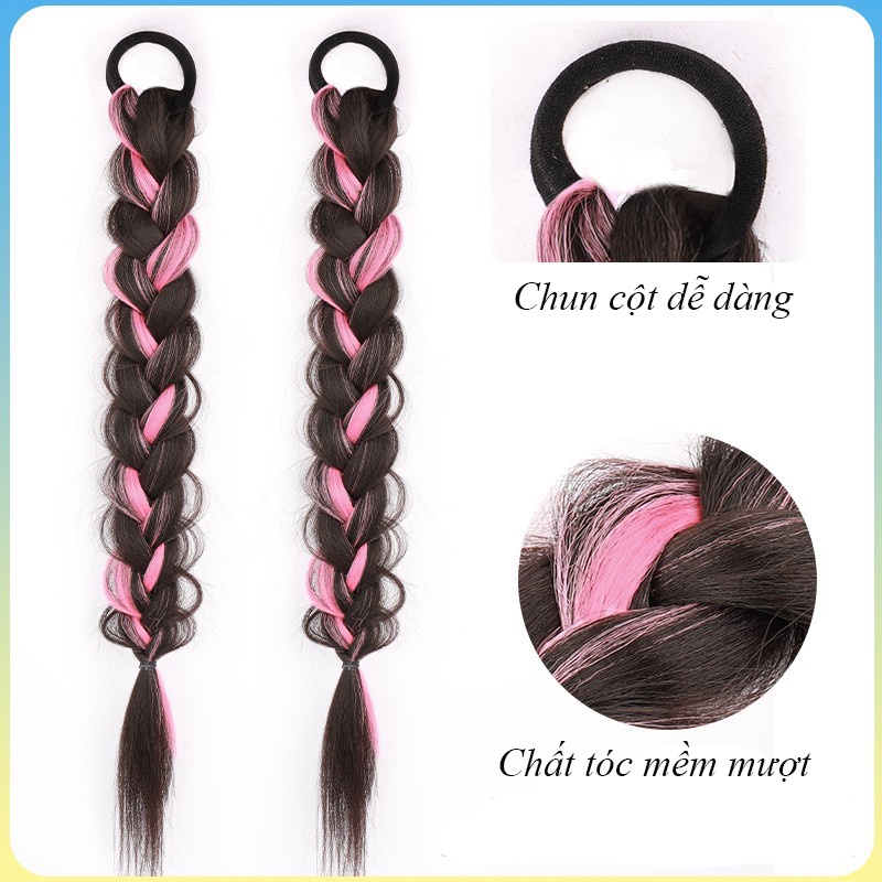 Tóc giả thắt bím dài đẹp dành cho nữ-Tóc tết giả kiểu thắt bím dài 33cm nhiều màu sắc  - 17