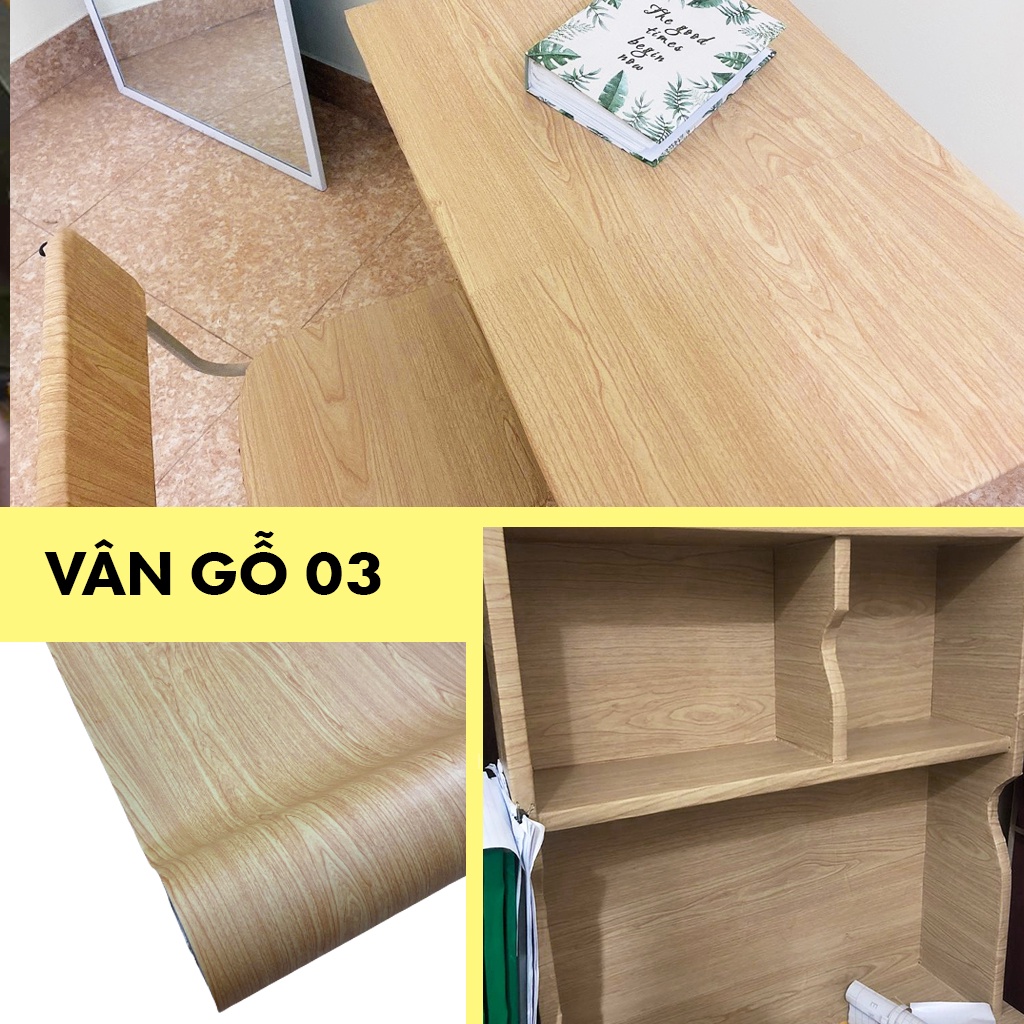 Decal giả gỗ dán tủ bàn ghế, giấy dán tường vân gỗ chống thấm nước khổ 1.2mx0.5m - HOME30
