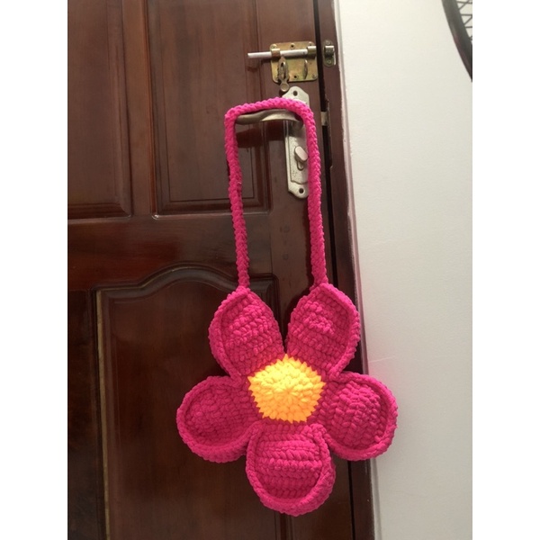 Túi len hoa cúc handmade