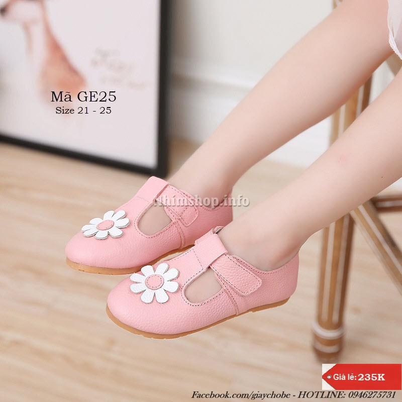 Giày bé gái - Giày trẻ em búp bê công chúa da mềm điểm hoa dễ thương đi học đi chơi full size 1 - 3 tuổi GE25