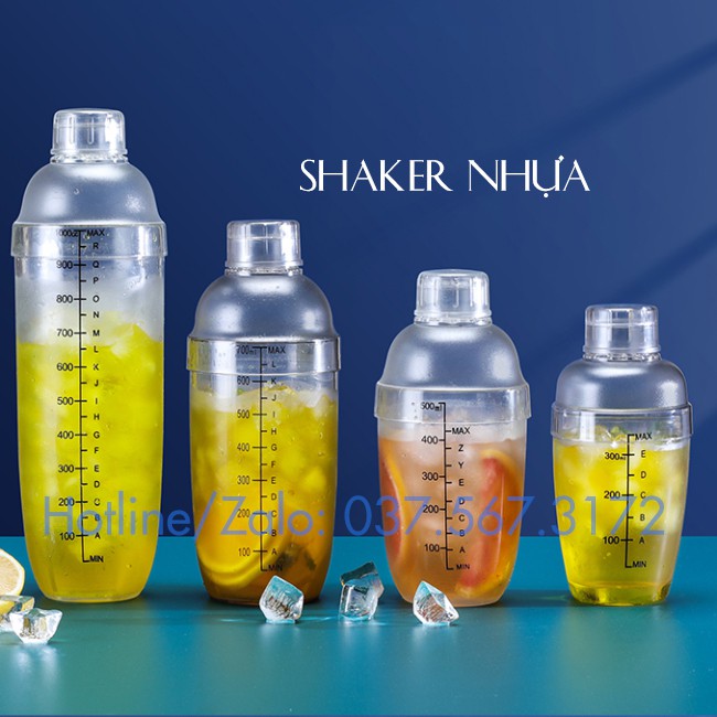 Bình lắc Shaker pha chế nhựa chia vạch đen 350ml 500ml 700ml 1000ml - Núm cho bình lắc
