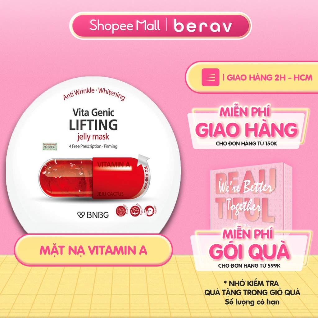 MẶT NẠ BNBG VITAMIN A Dưỡng Ẩm, Nâng Cơ &amp; Săn Chắc Da Vita Genic LIFTING Jelly Mask 30ml