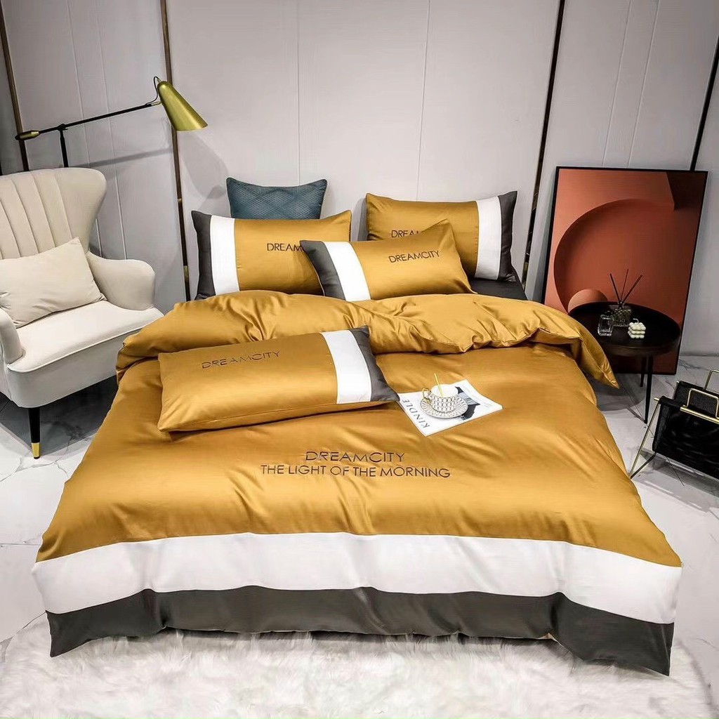 Bộ Chăn Ga Gối Dream City Lụa 60s Hàng Nhập Khẩu 100%