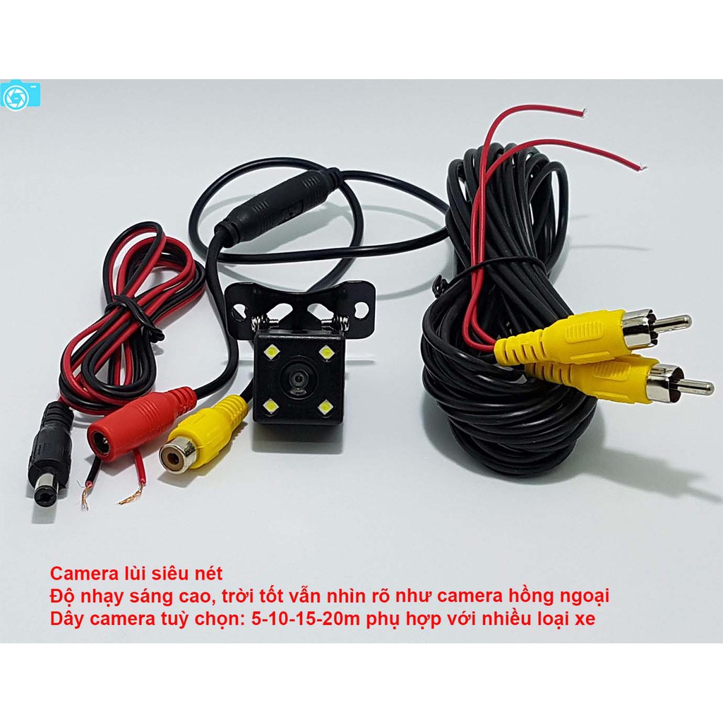 Bộ màn hình đặt tap lô và camera lùi 4 LED, jack AV-hoa sen, dành cho xe ô tô, Điện áp 12V