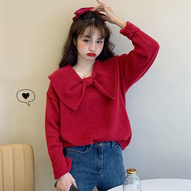 Áo Sweater Dệt Kim Tay Dài Cổ Búp Bê Phong Cách Hàn Quốc Thời Trang Thu Đông 2020 Mới Cho Nữ