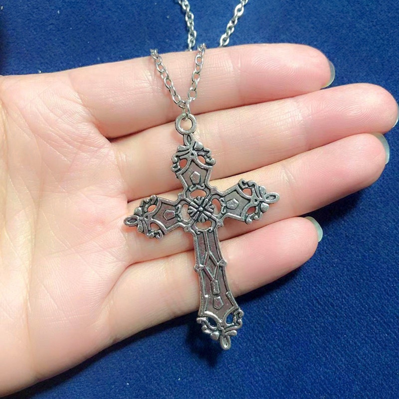 Vòng Cổ Choker Dài Mặt Hình Thánh Giá Phong Cách Gothic Punk Cổ Điển Thời Trang Cho Nam Và Nữ