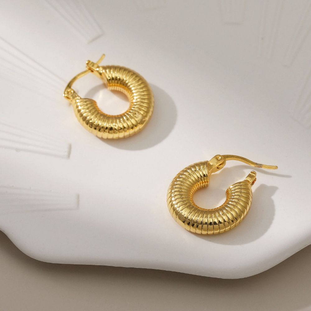 Bông tai hình tròn bằng đồng phong cách punk đơn giản thời trang cho nữ