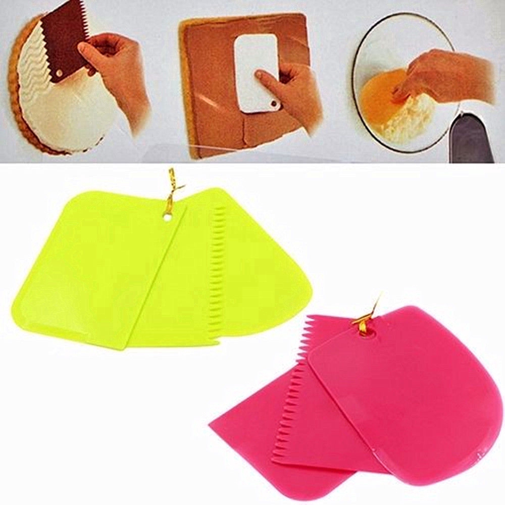 3pcs Set Plastic Dough Icing Fondant Scraper Cake