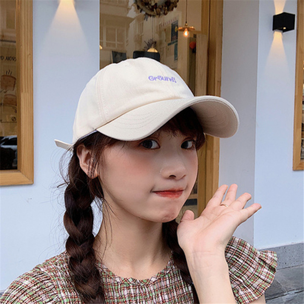 Mũ Lưỡi Trai Màu Trơn Thêu Chữ Phong Cách Hàn Quốc