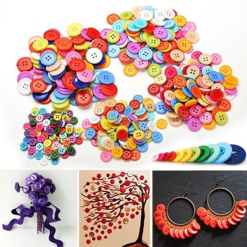 Cúc Áo Nhựa Tròn Bốn Lỗ Nhiều Màu Nhiều Kích Cỡ Làm Đồ Thủ Công Handmade