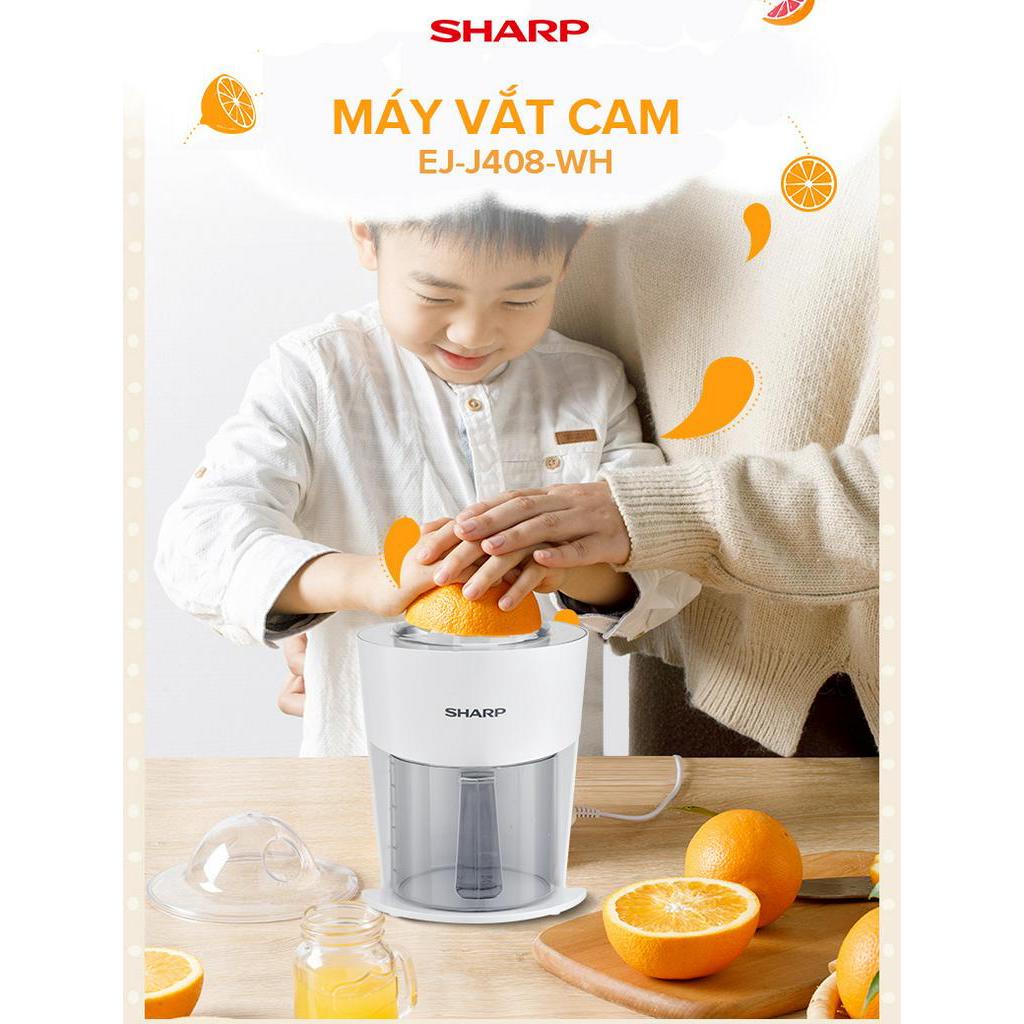 [Mã ELBAU10 giảm 10% đơn 500K] Máy Vắt Cam Sharp EJ-J408-WH [Máy Vắt Êm Lưới Lọc Bằng Thép Không Gỉ] - BH 12 Tháng