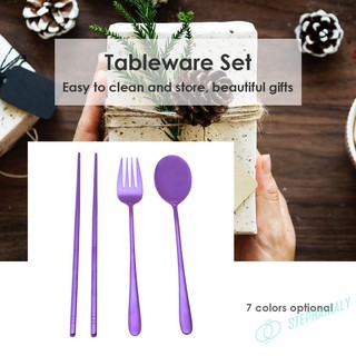 4pcs Portable Stainless Steel Tableware Set