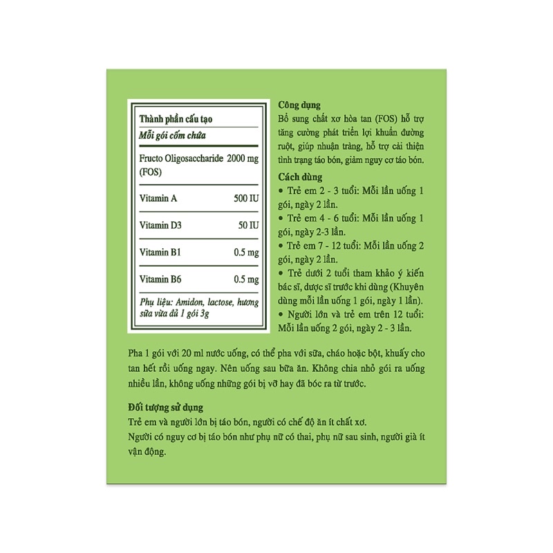 NATUFIB chất xơ hoà tan hộp 20 gói
