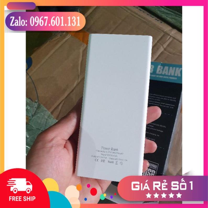 Sạc Dự Phòng 20000mAh Tích Hợp Sạc Nhanh Fast Charge Mặt Kính hiển thị pin. 2USB Có Đèn nhỏ gọn tiện lợi