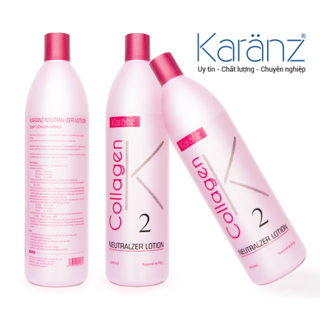 Dập đa năng dập uốn nóng uốn lạnh 1000ml Karanz Collagen chai hồng cao cấp hàng tốt cho salon tóc nam nữ barber