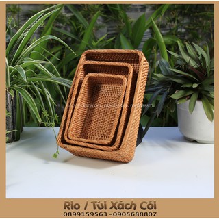 Bộ Khay Mây Tre Chữ Nhật