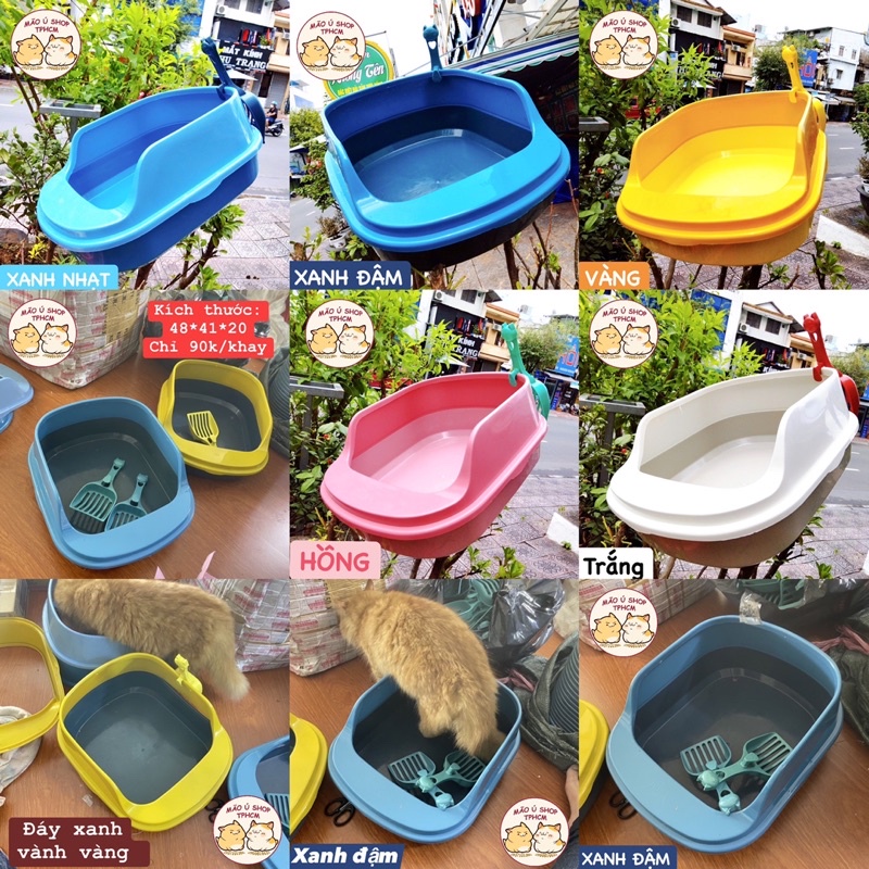 KHAY VỆ SINH CHO MÈO THÀNH CAO KÈM XẺNG VÀ ICON GẮN THÀNH