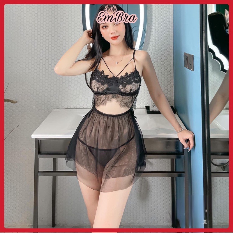 Váy Ren Siêu Sexy Vải Voan Ren Siêu Mềm, Váy Kèm Quần Lọt Hàng Cao cấp Túi Zip