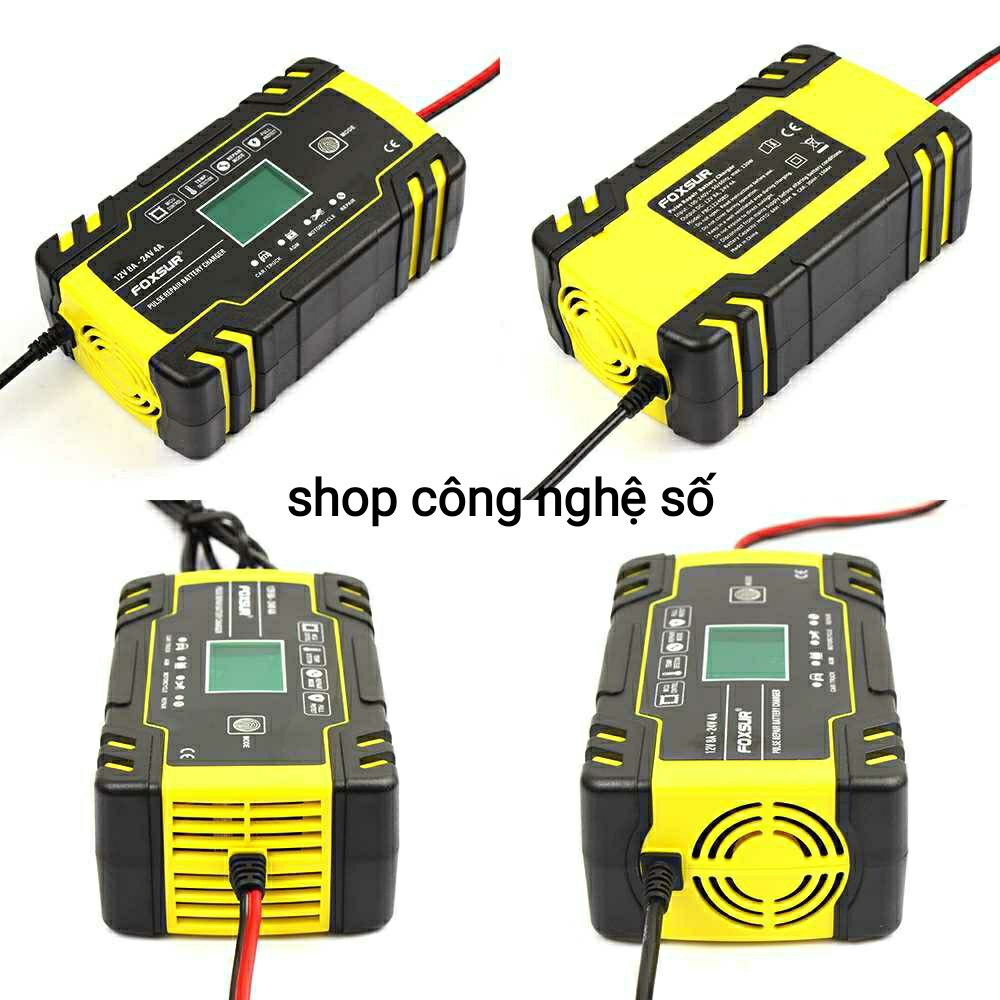 FOXSUR 12V 24V 6Ah - 150Ah Sạc bình ắc quy  tự ngắt khi đầy chức năng bảo dưỡng phục hồi quy bằng khử sunfat