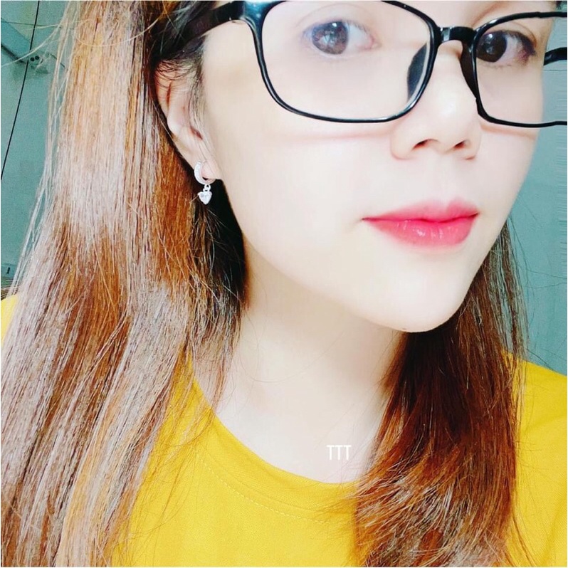 BÔNG TAI KHOEN ĐÁ TRÒN TREO ĐÁ TIM XINH