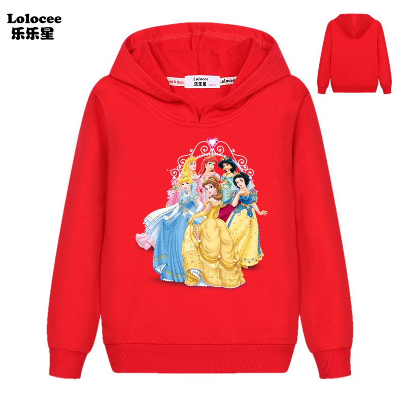 JUMPER Áo Hoodie Tay Dài In Hình Công Chúa Tuyết Cho Bé Gái Size 3-14 Tuổi