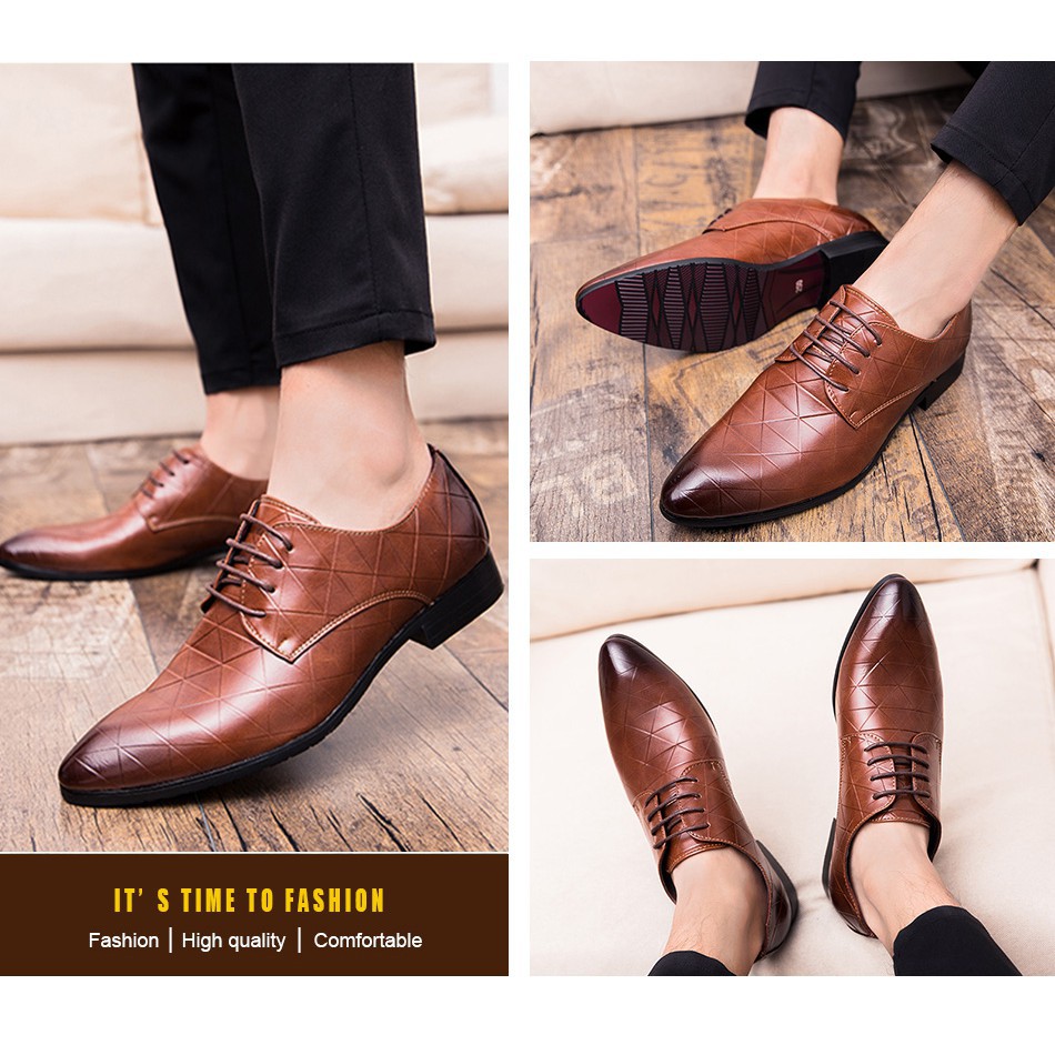 Giày da mũi nhọn thiết kế sang trọng thanh lịch cho nam