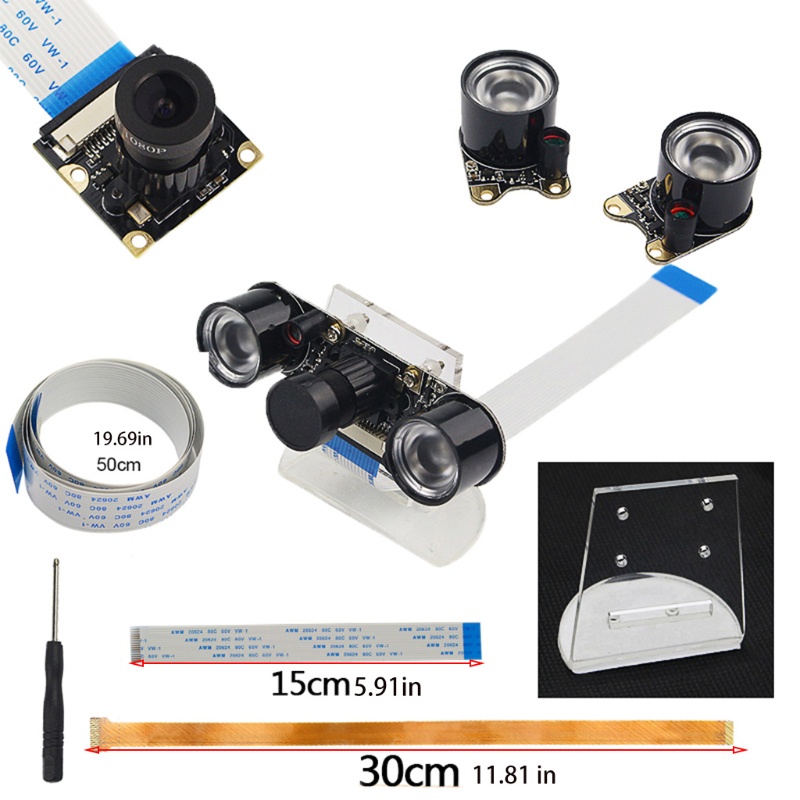 char 7in1 Raspberry Pi camera Kit focus Verstelbare infrared Nachtzicht black camera